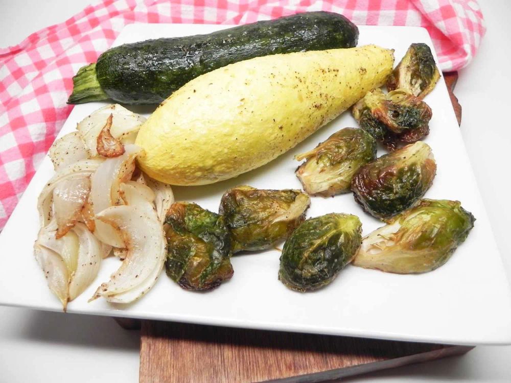 Roasted Summer Squash, Zucchini, and Brussels Sprouts