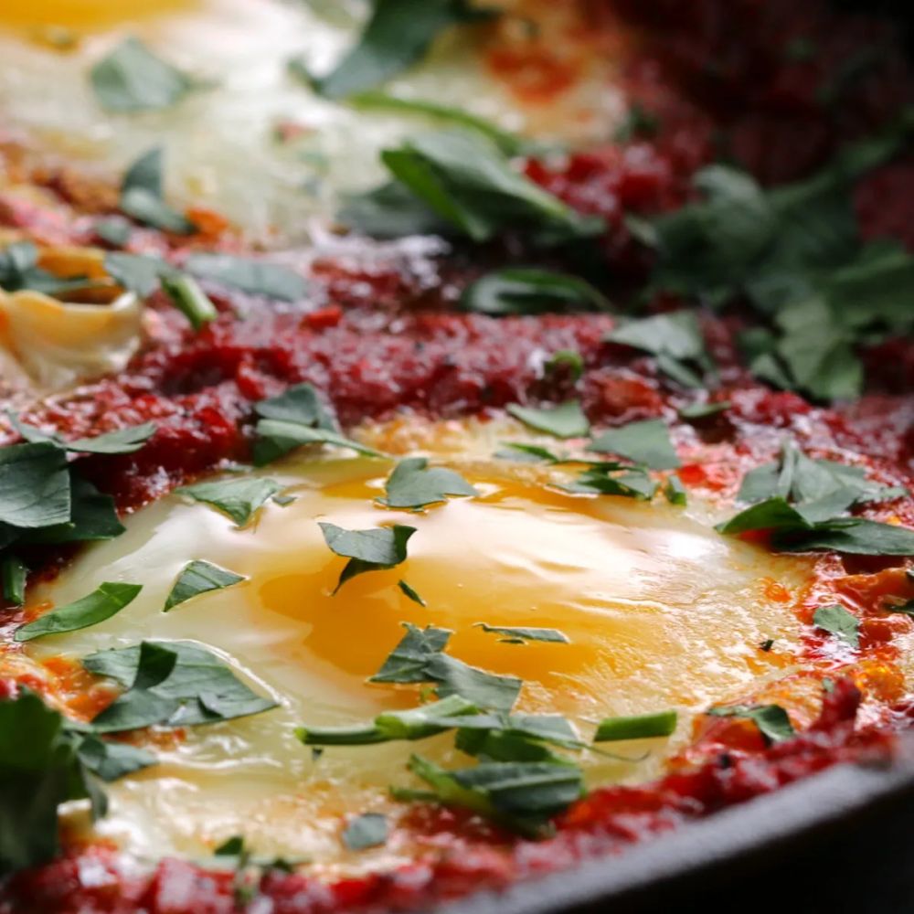 North African-Style Poached Eggs In Tomato Sauce