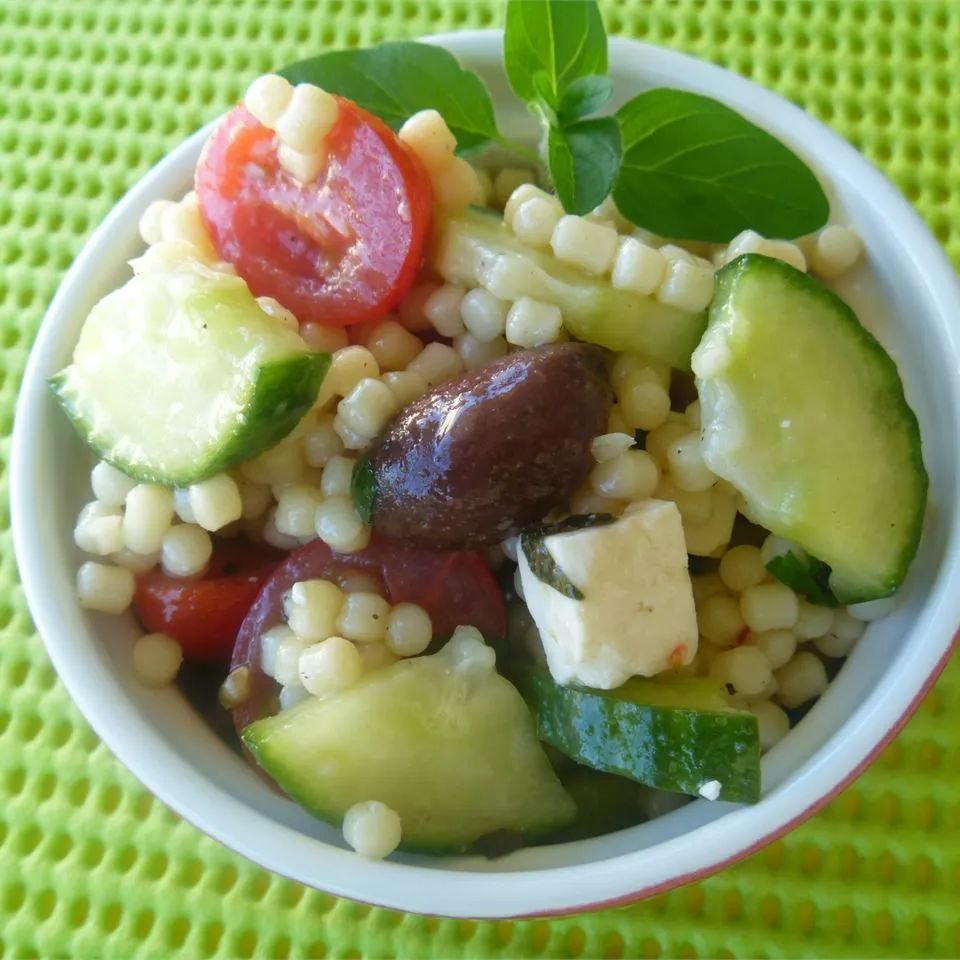 Pasta Pearls and Olive Salad