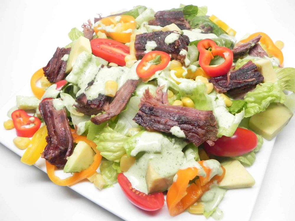 Slow Cooker Steak Salad with Cilantro Lime Dressing