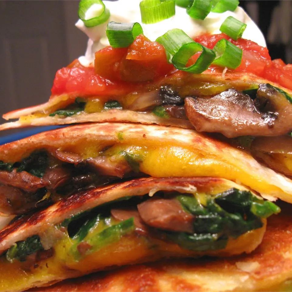 Spinach and Mushroom Quesadillas