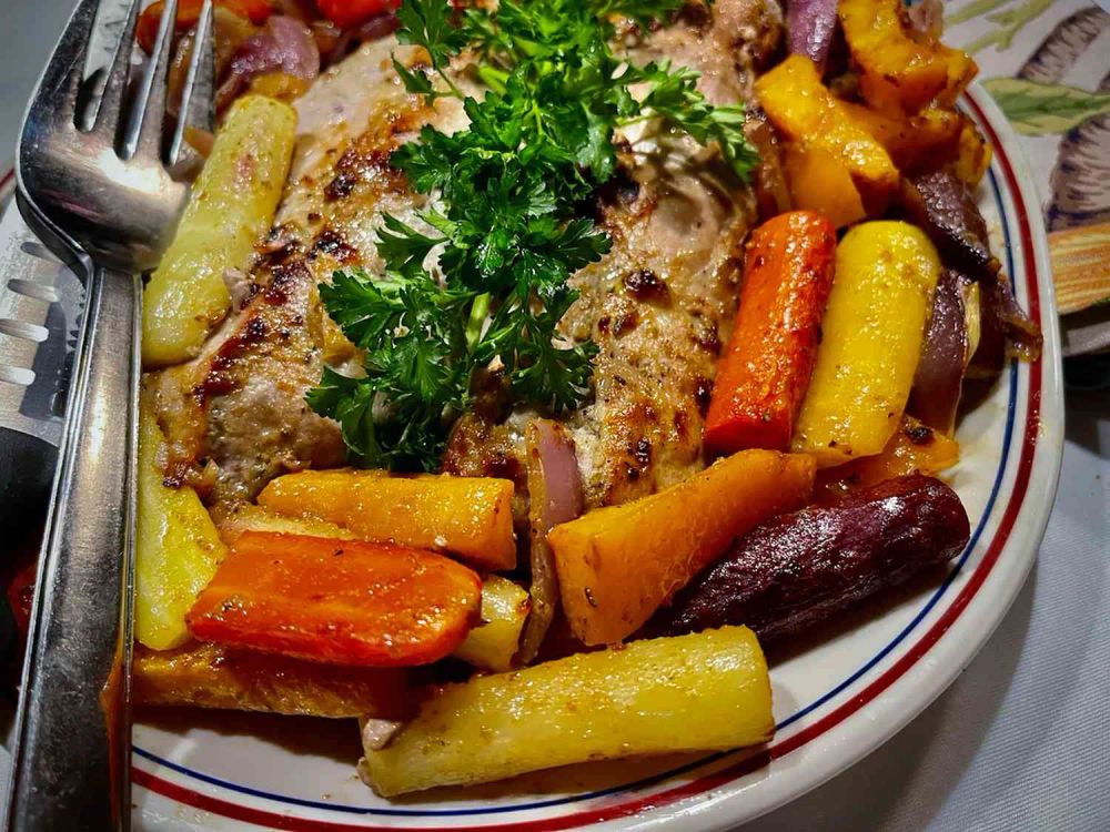 Sheet Pan Balsamic Pork Tenderloin with Rainbow Vegetables