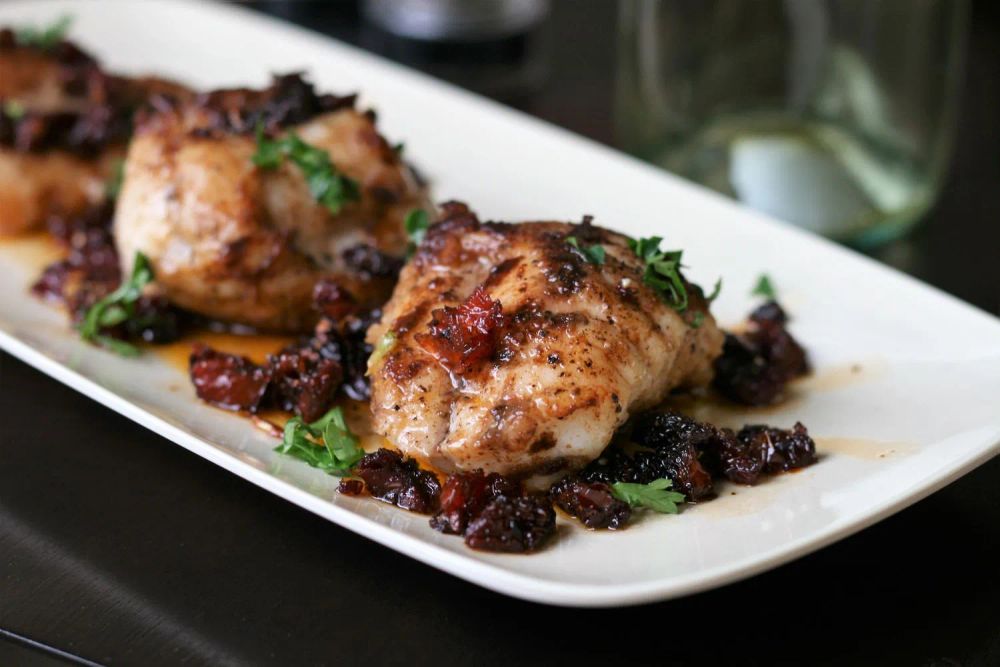 Seared Monkfish with Balsamic and Sun-Dried Tomatoes