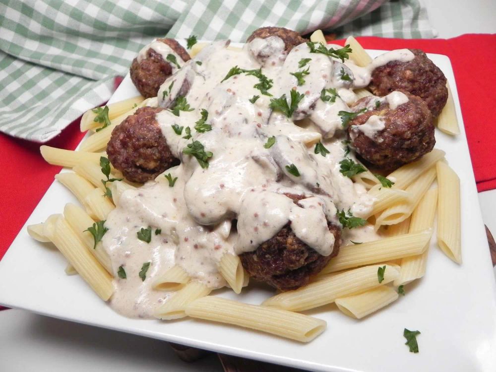 Venison Meatballs with Creamy Mustard Sauce