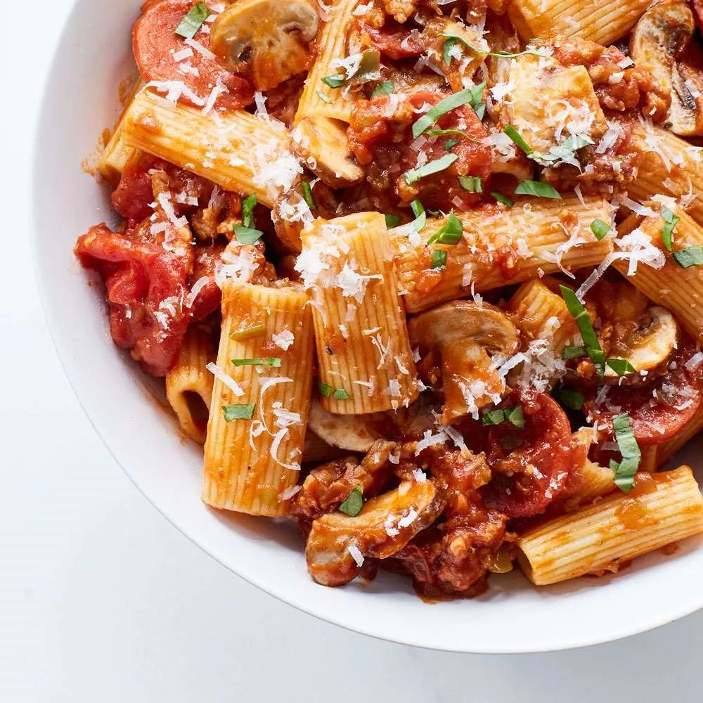 Rigatoni with Pizza Accents