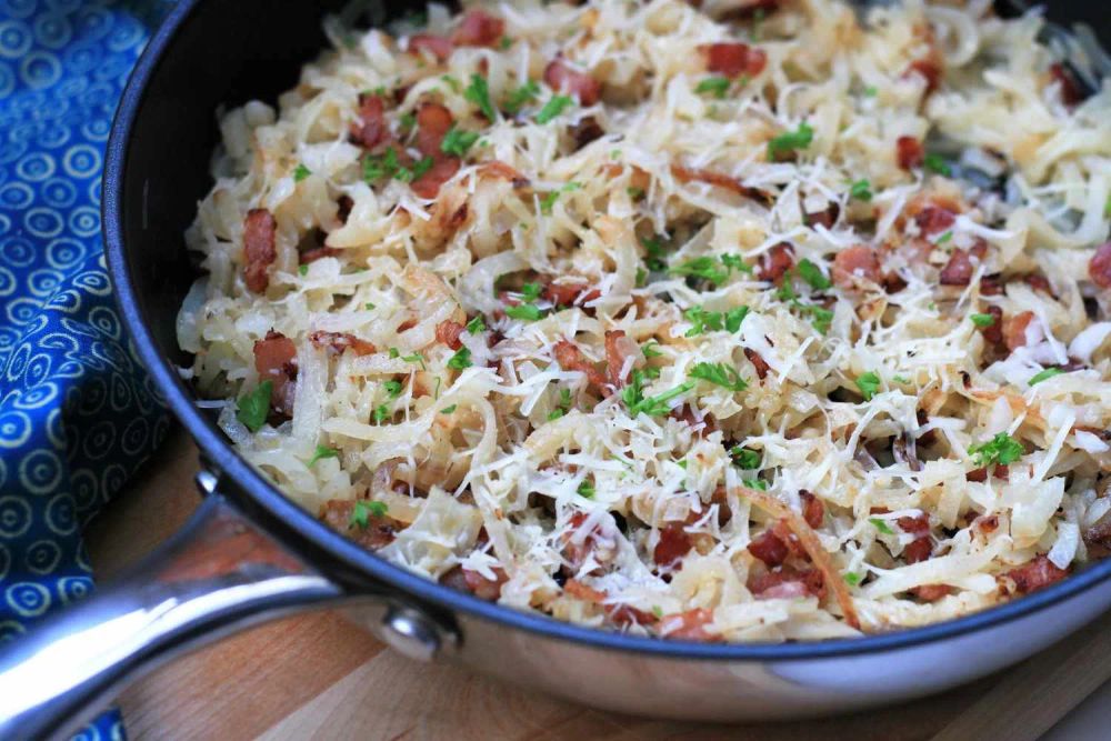 Kohlrabi "Noodles" with Bacon and Parmesan