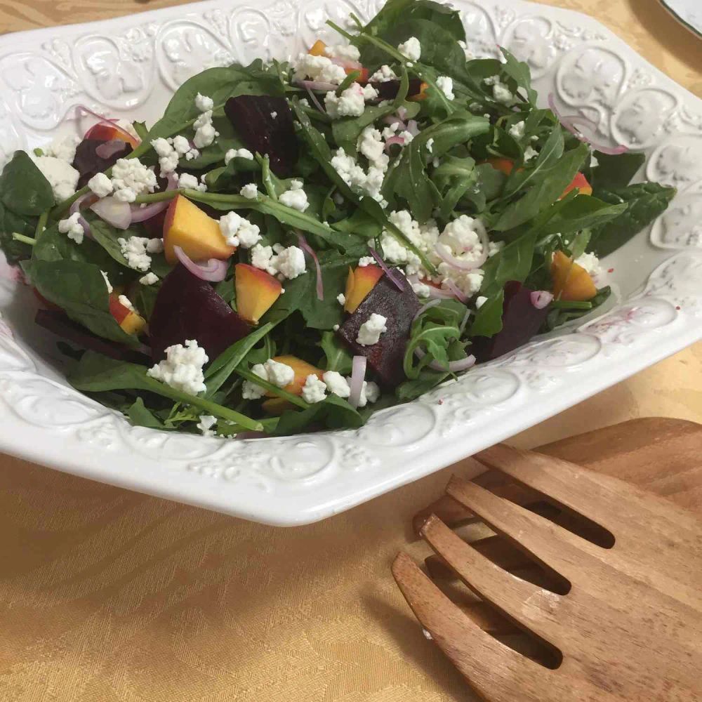 Roasted Beet, Peach, and Goat Cheese Salad