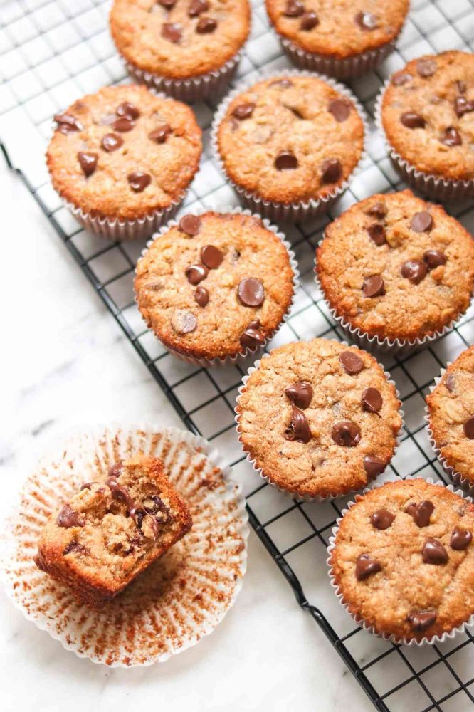 Whole Wheat Oatmeal Chocolate Chip Muffins