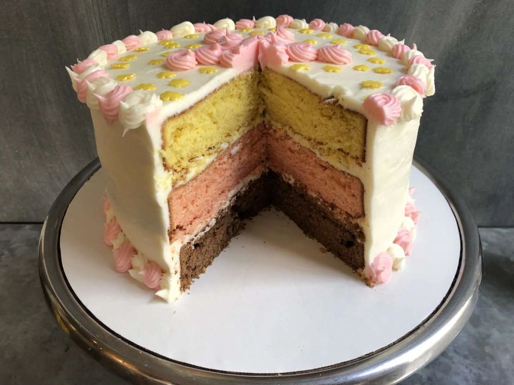 Neapolitan Nesquik Layer Cake