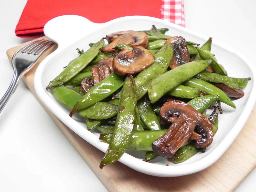 Air Fryer Teriyaki Snap Peas and Mushrooms