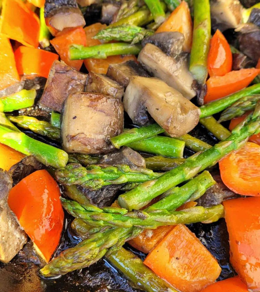 Grilled Asparagus, Red Bell Pepper, and Portobello Mushrooms