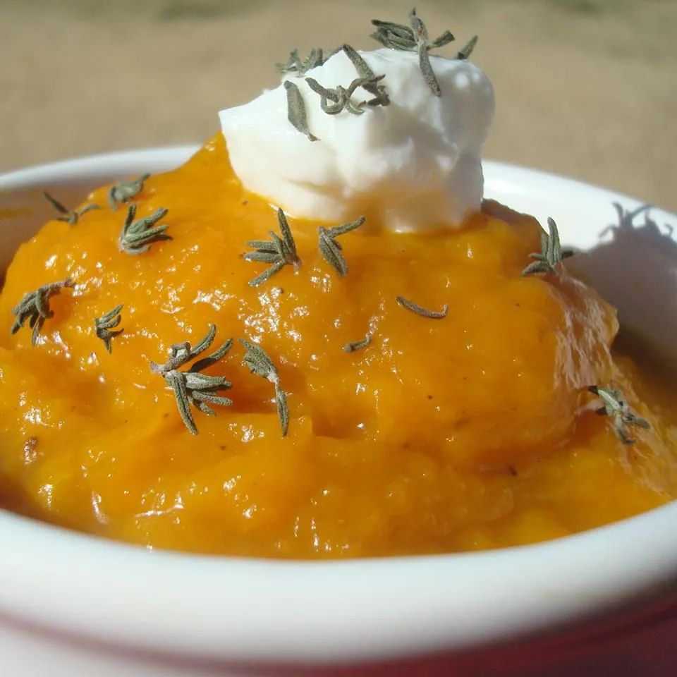 Roasted Acorn, Butternut, and Apple Soup