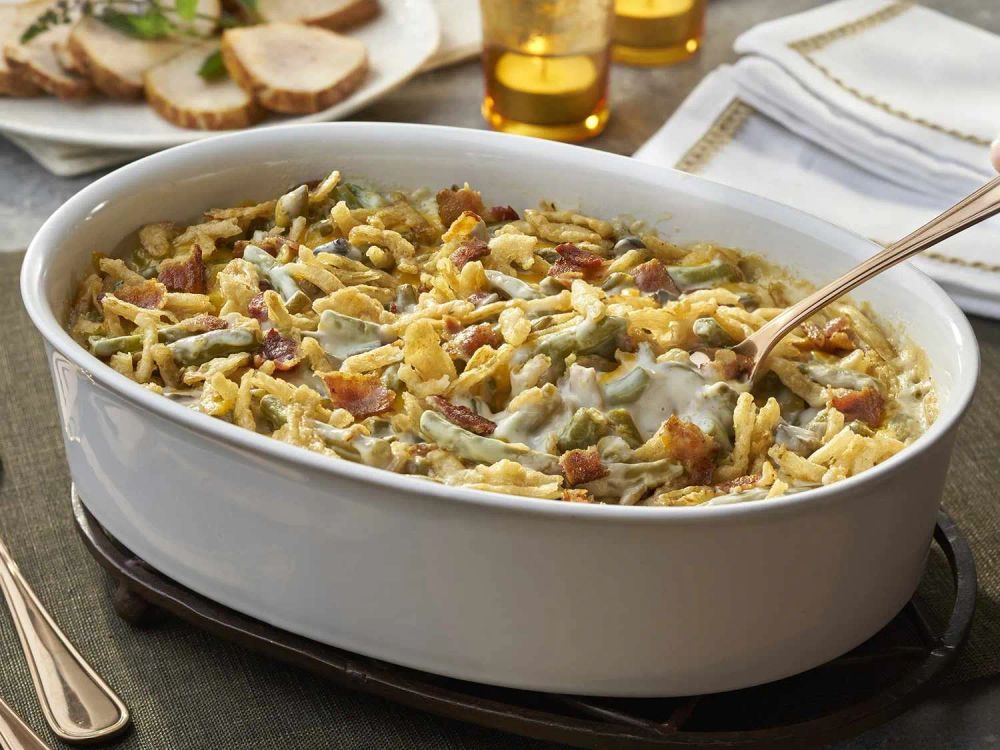 Bacon & Cheddar Green Bean Casserole