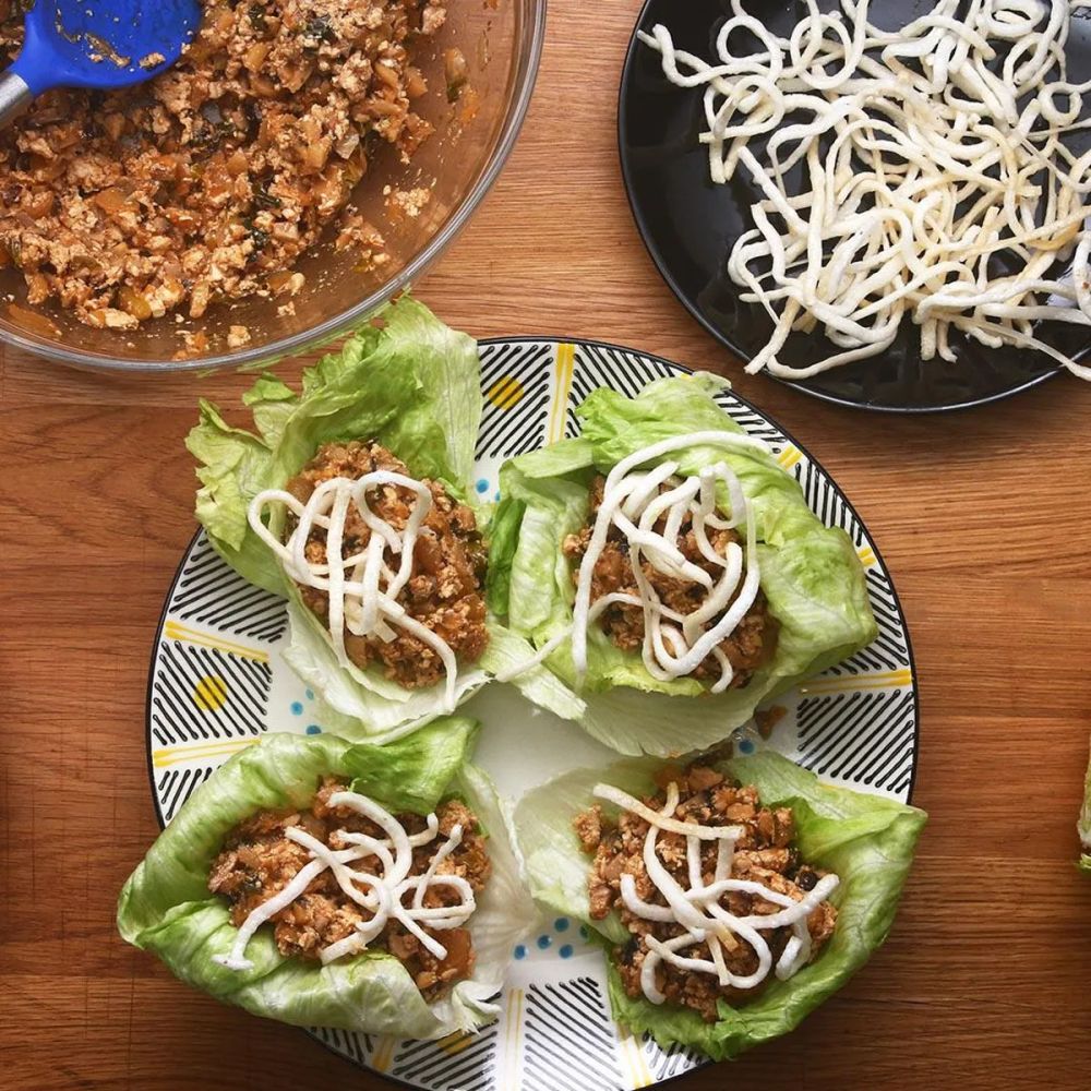 Tofu Lettuce Wraps with Mushrooms