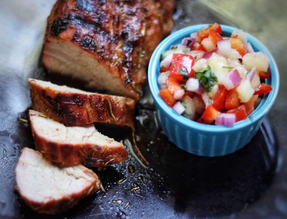 Grilled Caribbean-Spiced Pork Tenderloin with Peach Salsa