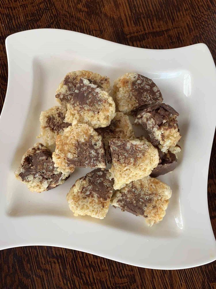 Coconut-Caramel-Chocolate Crispy Treats