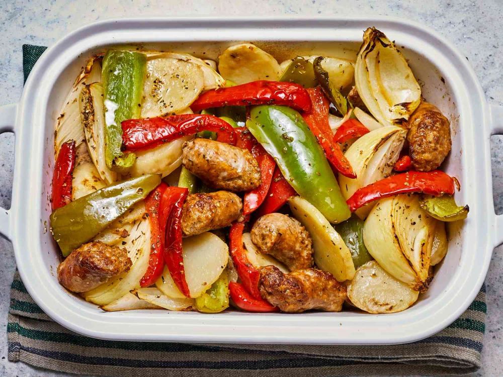 Sausage, Peppers, Onions, and Potato Bake