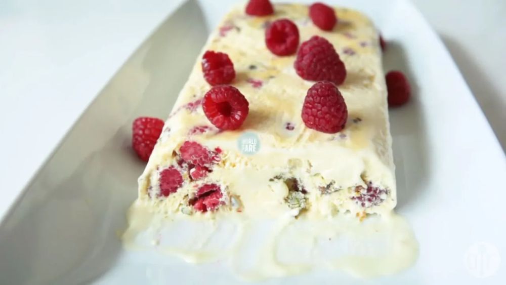 Raspberry and Pistachio Semifreddo