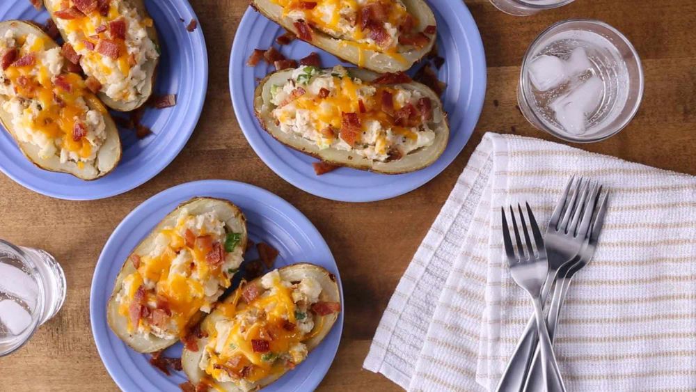 Loaded Turkey and Gravy Stuffed Potatoes