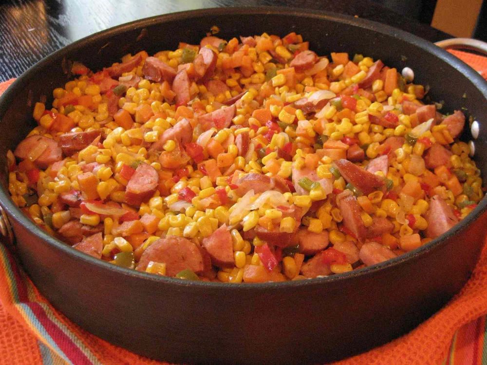 Fried Corn with Smoked Sausage