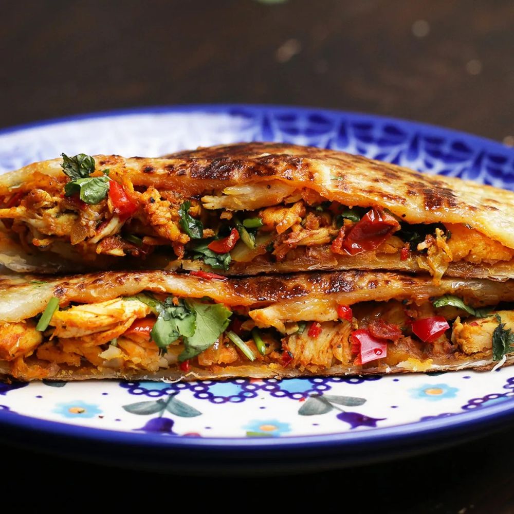 Chili Chicken-stuffed Parathas