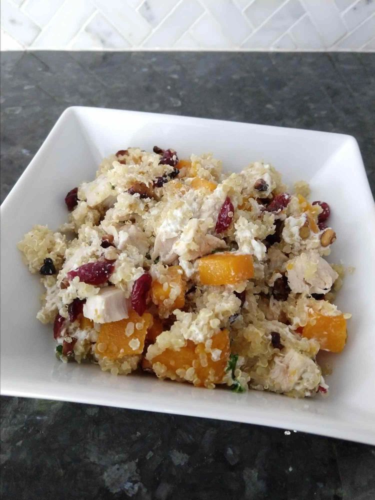 Quinoa with Butternut Squash, Chicken, and Goat Cheese