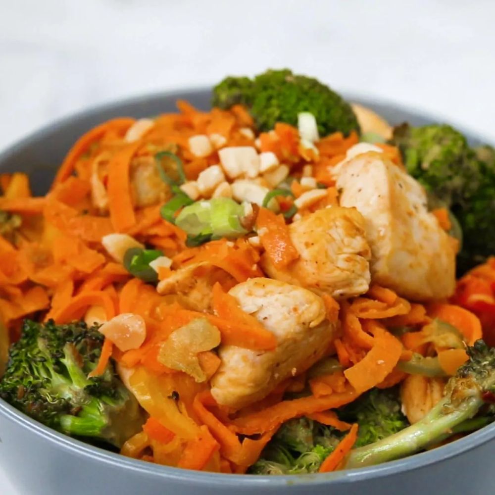 Sweet Potato Chicken Stir-fry With Peanut Sauce