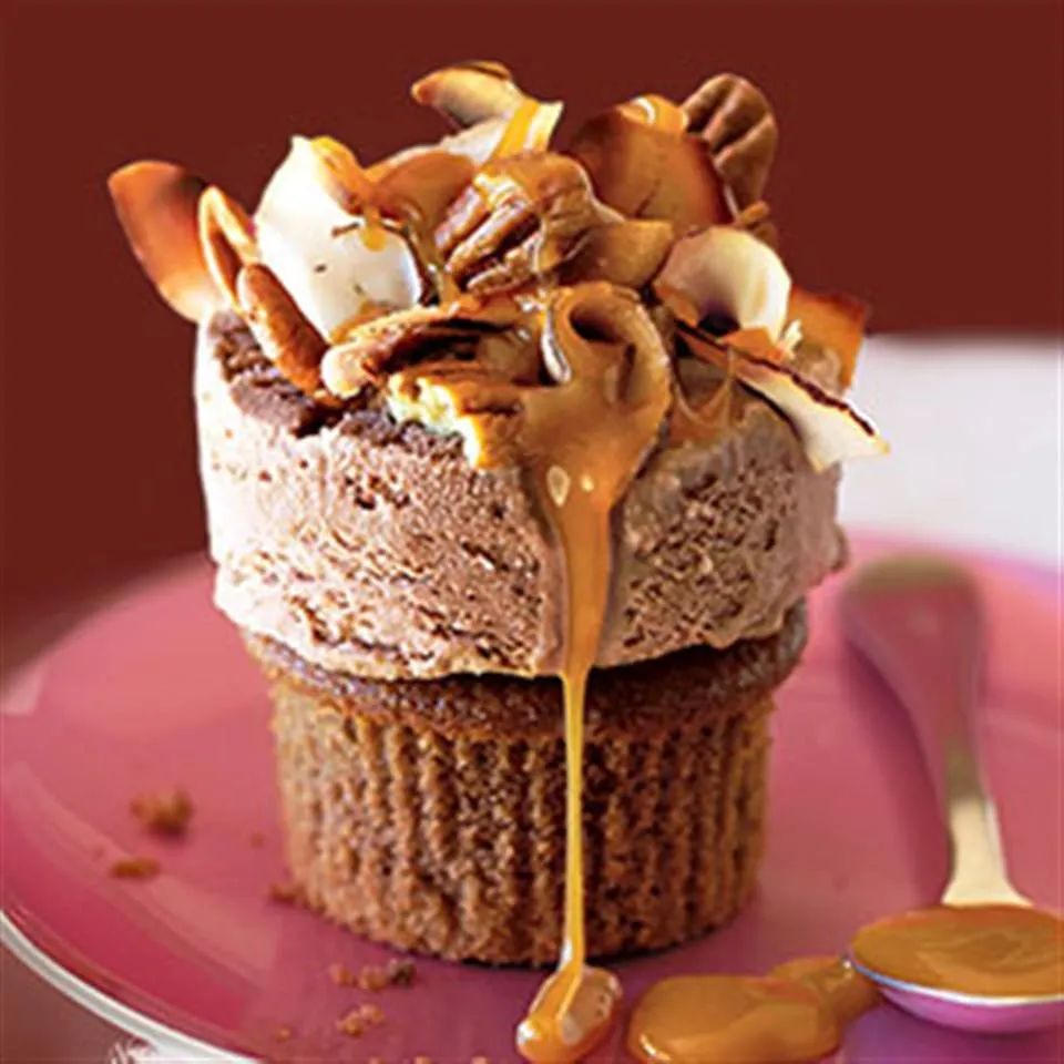 German Chocolate Cupcakes with Ice Cream "Frosting"