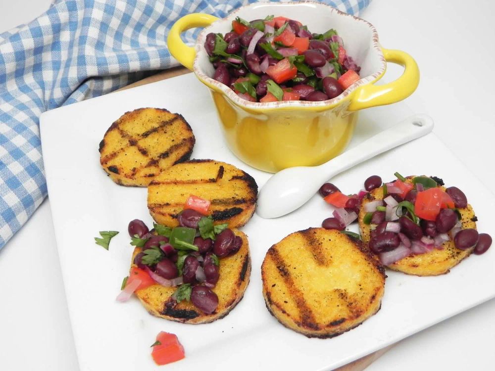 Grilled Polenta Bites with Black Bean Salsa