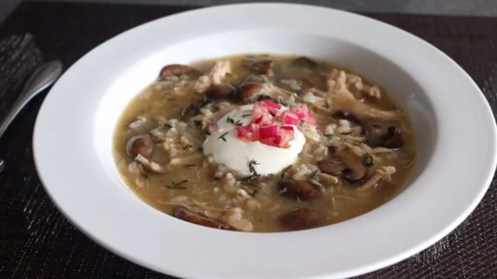 Chicken, Mushroom, and Rice Soup