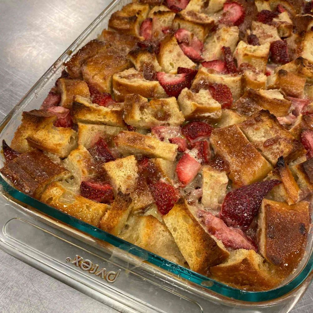 Strawberries and Cream Bread Pudding