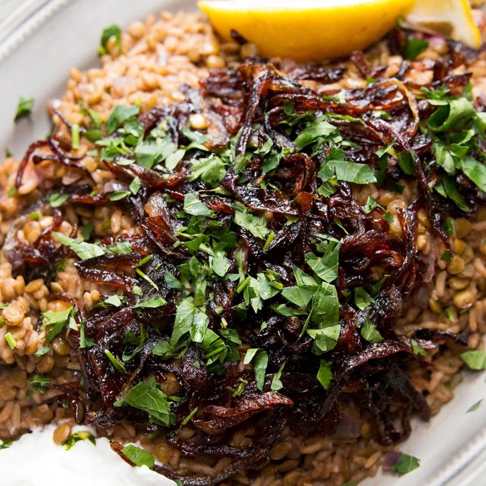 Lentils and Rice With Caramelized Onions