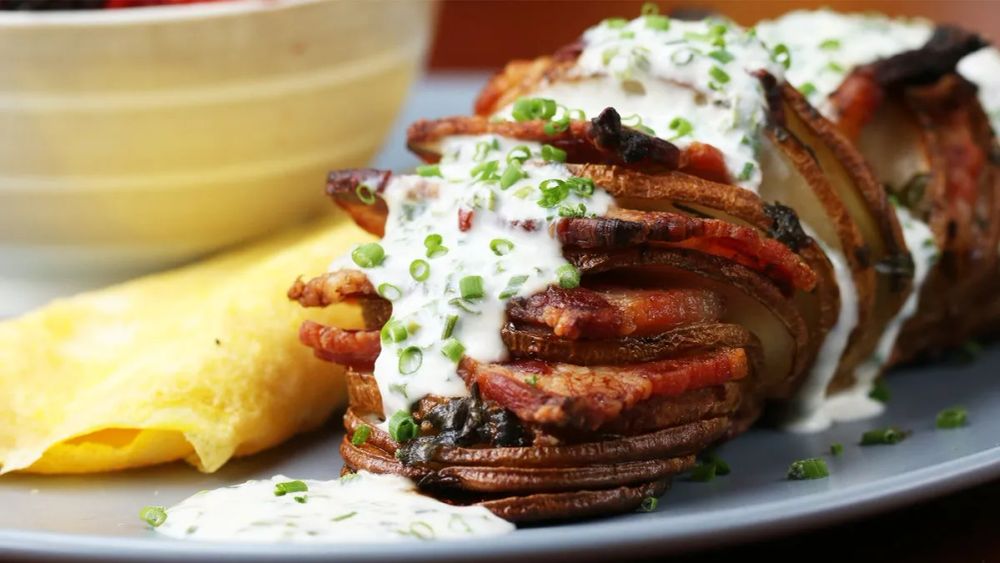 Creamy Bacon Chive Hasselback Potatoes