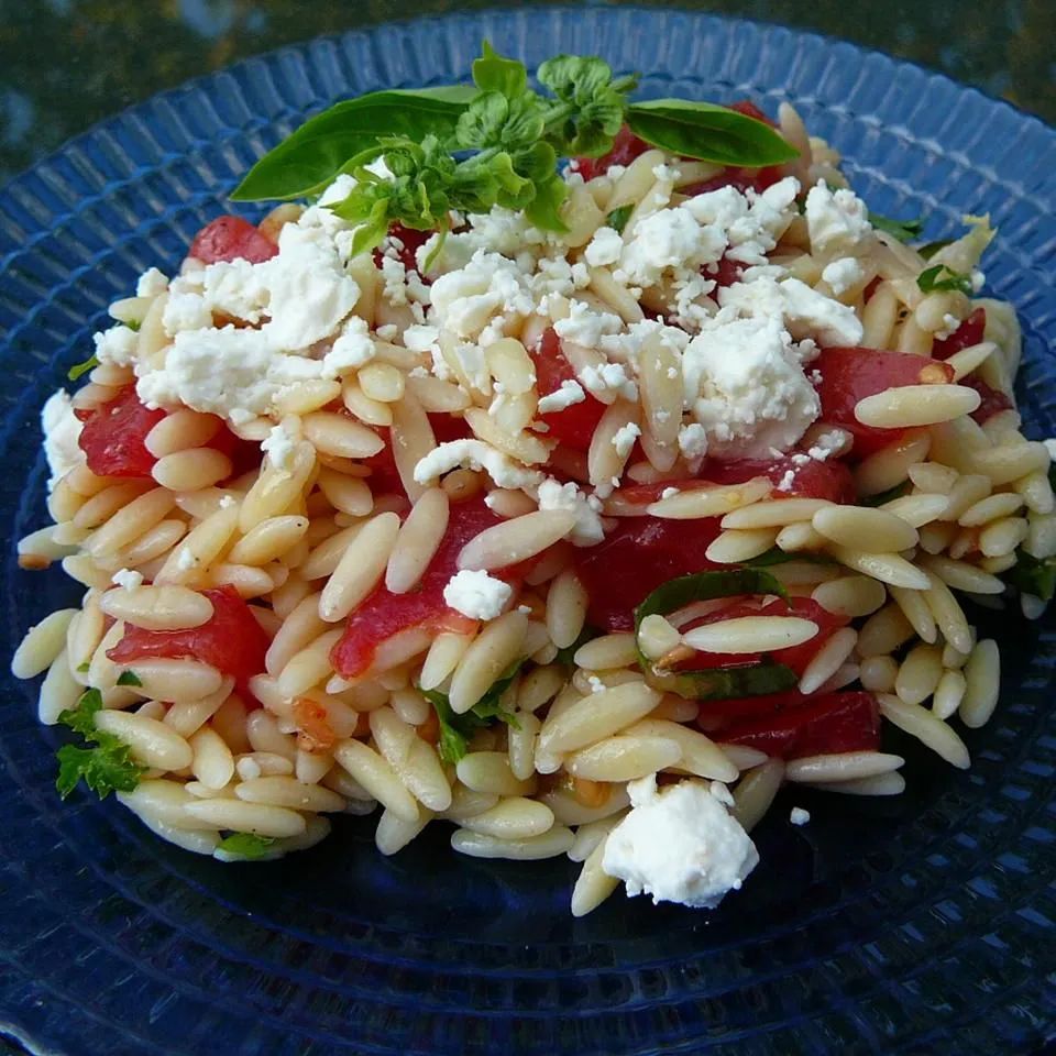 Orzo and Tomato Salad with Feta Cheese