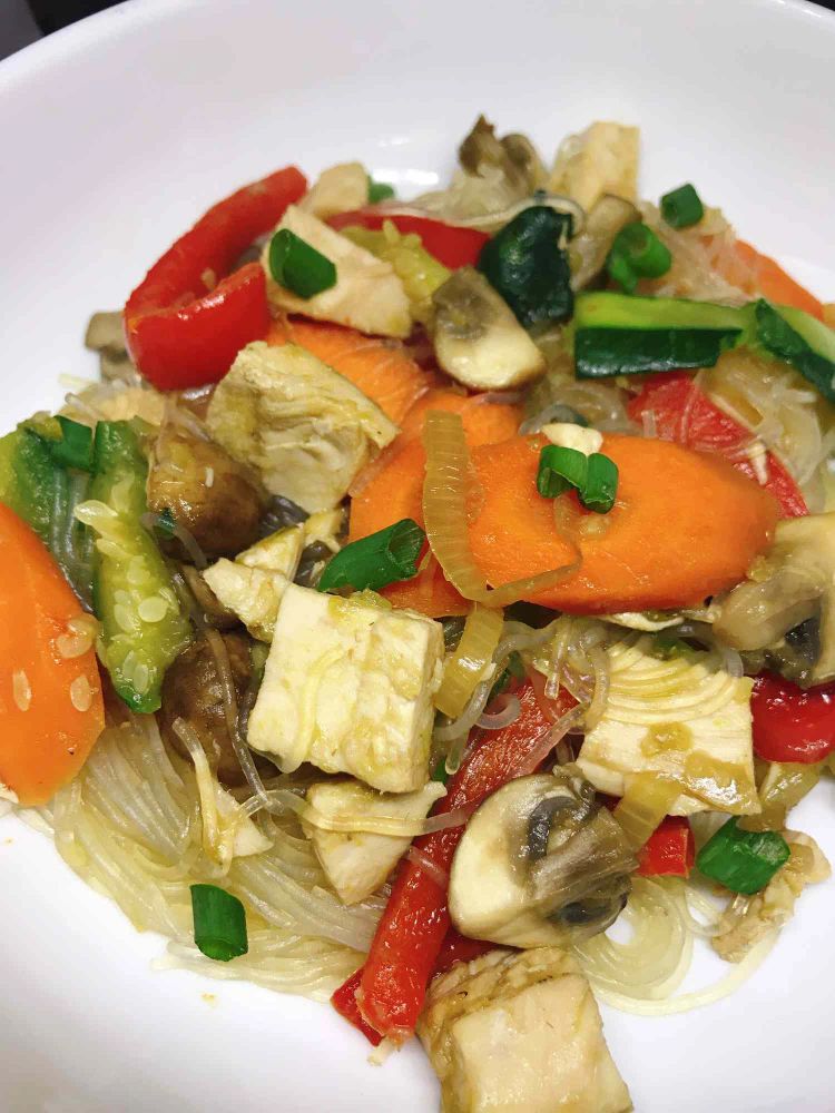 Chicken and Vegetable Glass Noodle Stir-Fry