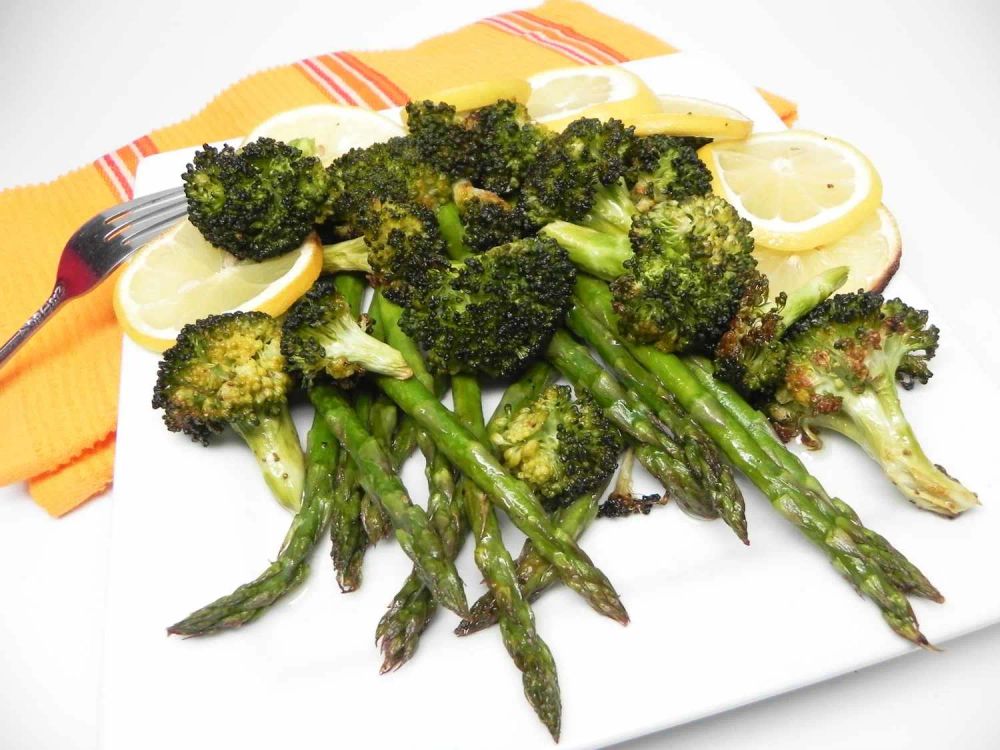 Lemon-Roasted Broccoli and Asparagus