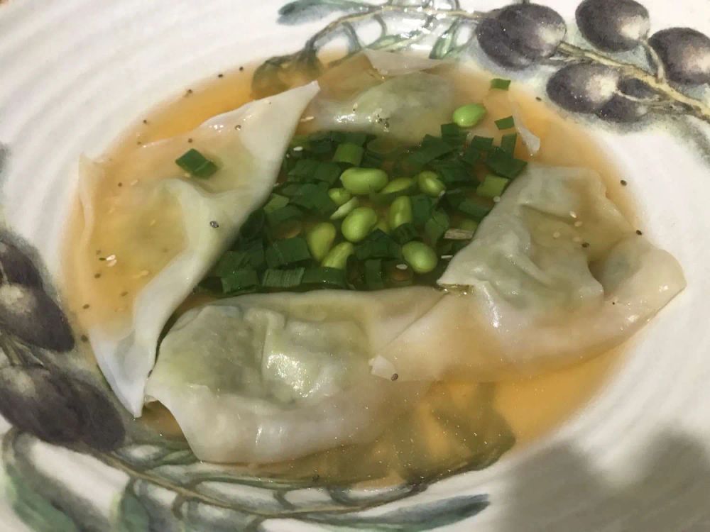 Edamame Dumplings with Truffle Oil