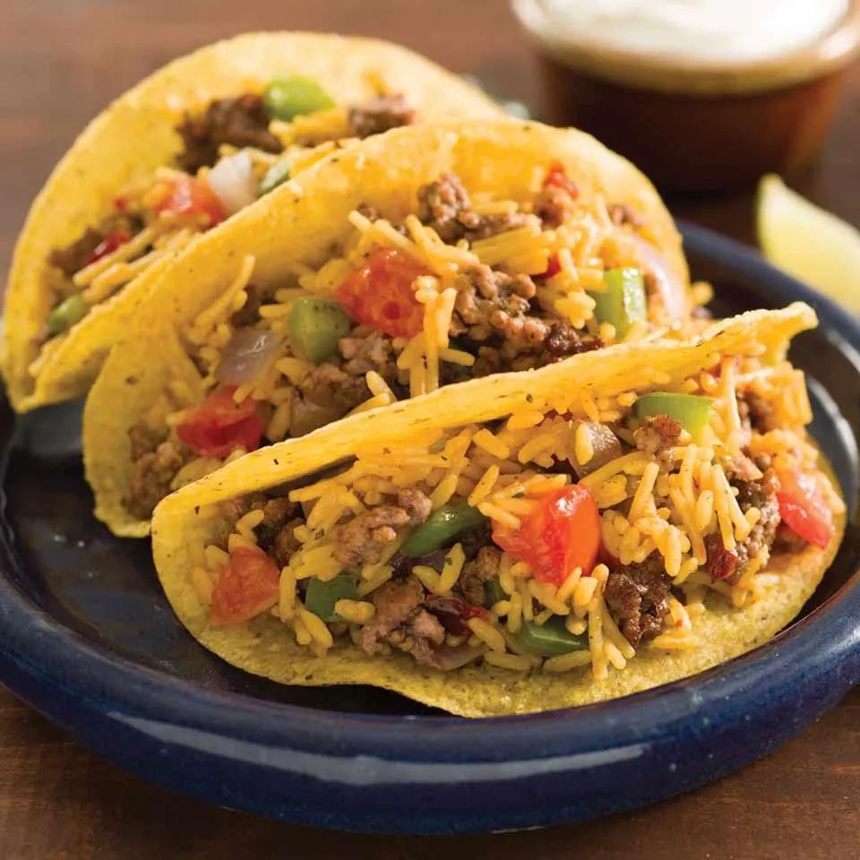 Mexican Rice & Beef Tacos