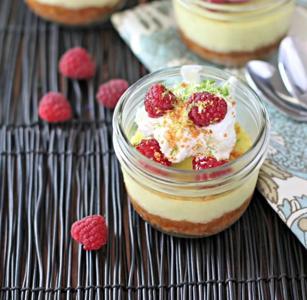 Key Lime and Raspberry Pies in Jars