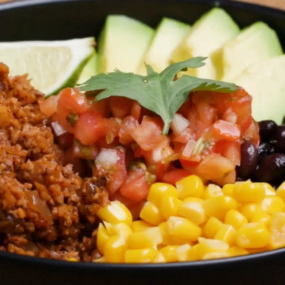 Cauliflower “Meat” Burrito Bowl