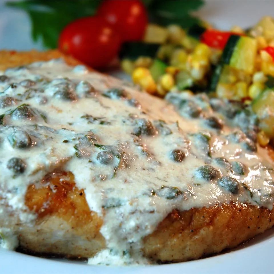 Pan-Fried Halibut Steak with Light Green Sauce