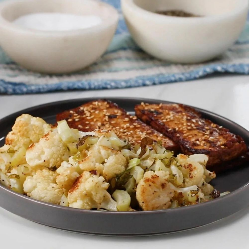 Roasted Cauliflower And Cauliflower Leaves