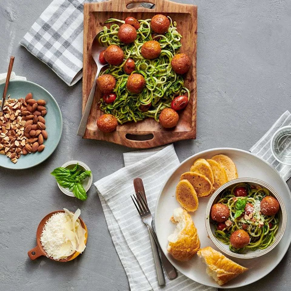 Zoodles with Plant-Based Meatballs