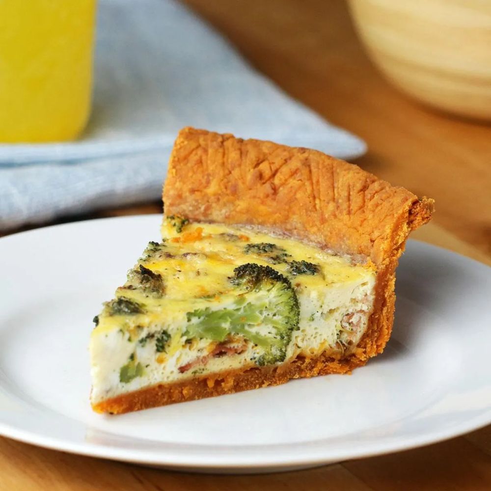 Cheddar-Crusted & Bacon Broccoli Quiche