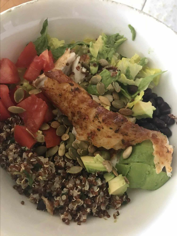 Cilantro-Lime Quinoa Bowl with Blackened Tilapia