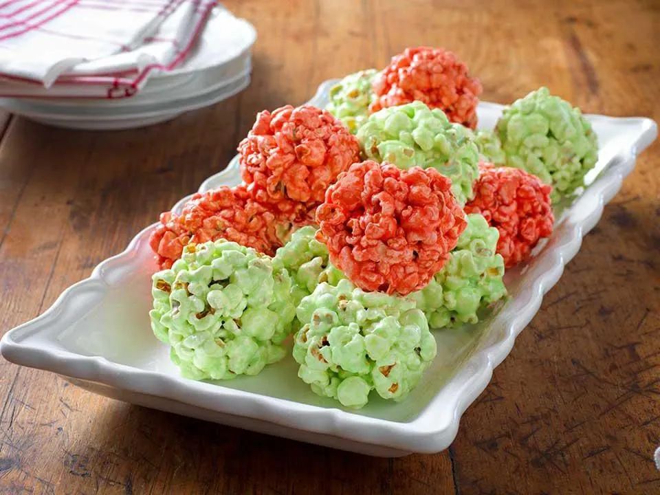 Festive JELL-O Popcorn Balls