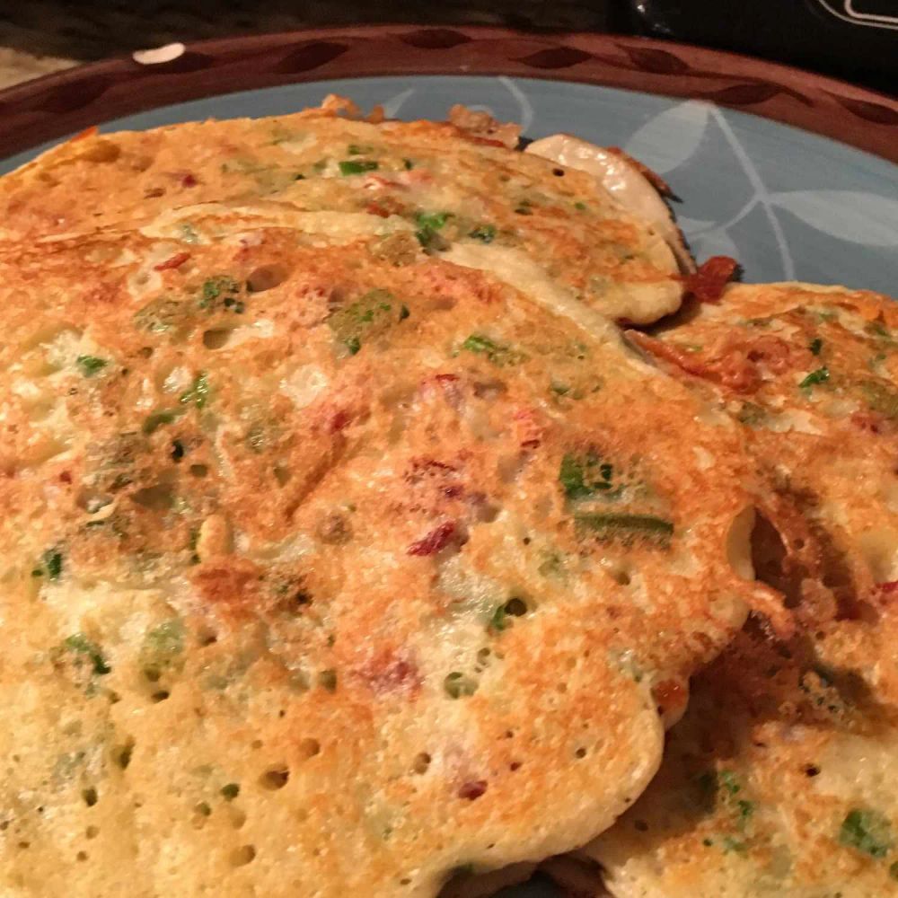 Savory Pancakes with Spring Onion and Chicken