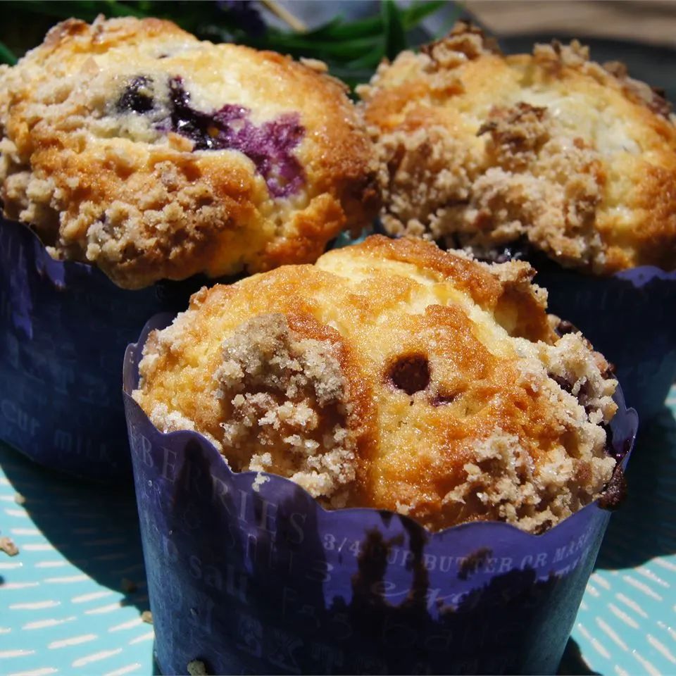 Mango Blueberry Muffins With Coconut Streusel