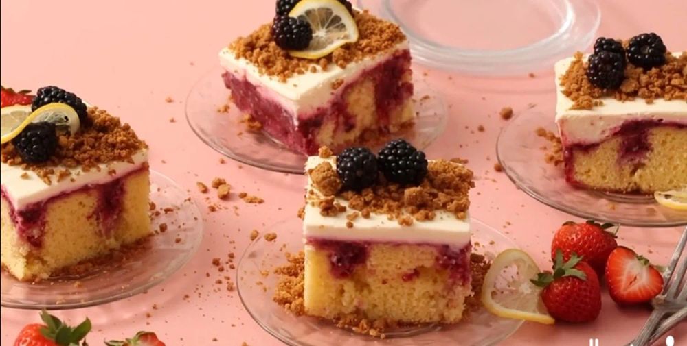 Triple Berry Cheesecake Poke Cake