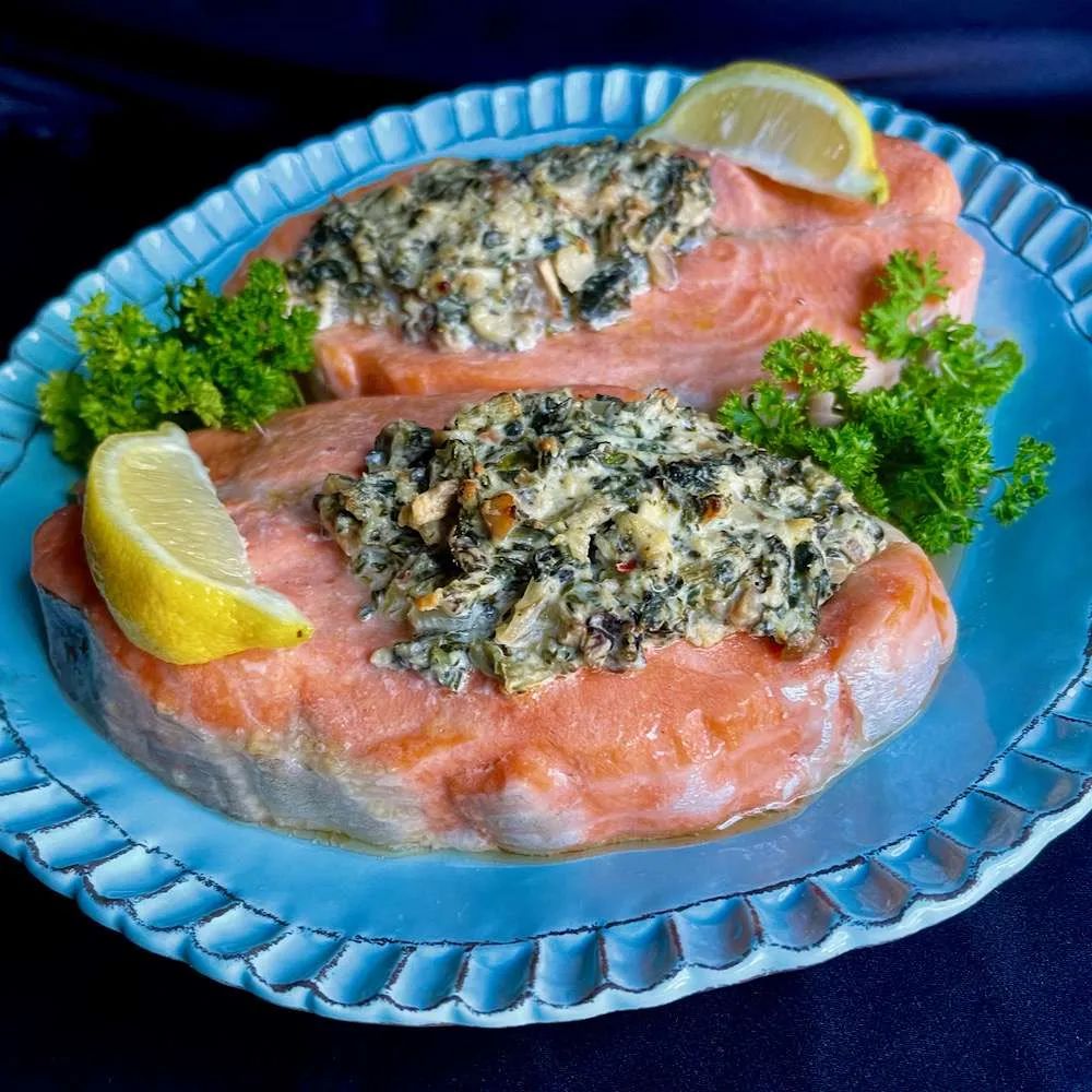 Salmon Fillets with Spinach for Two